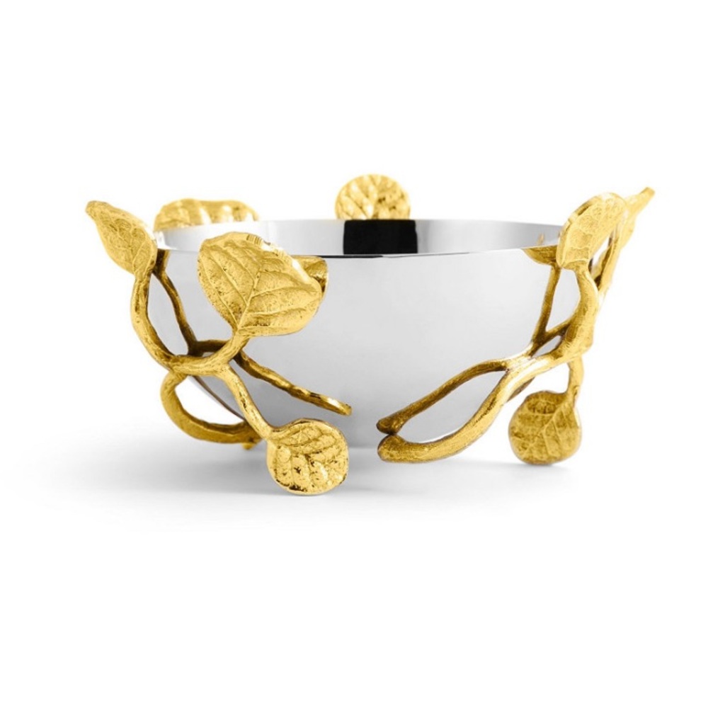 Michael Aram Botanical Leaf Gold nut Bowl New